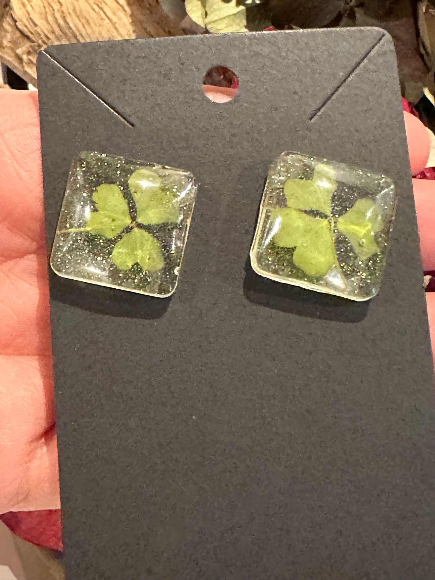 Green Clover Earrings