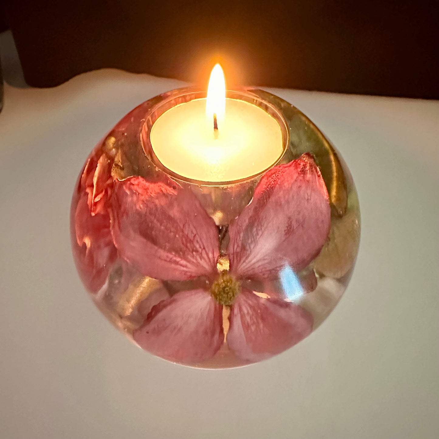 Pink Dogwood & Hydrangea Large Tea-light Sphere