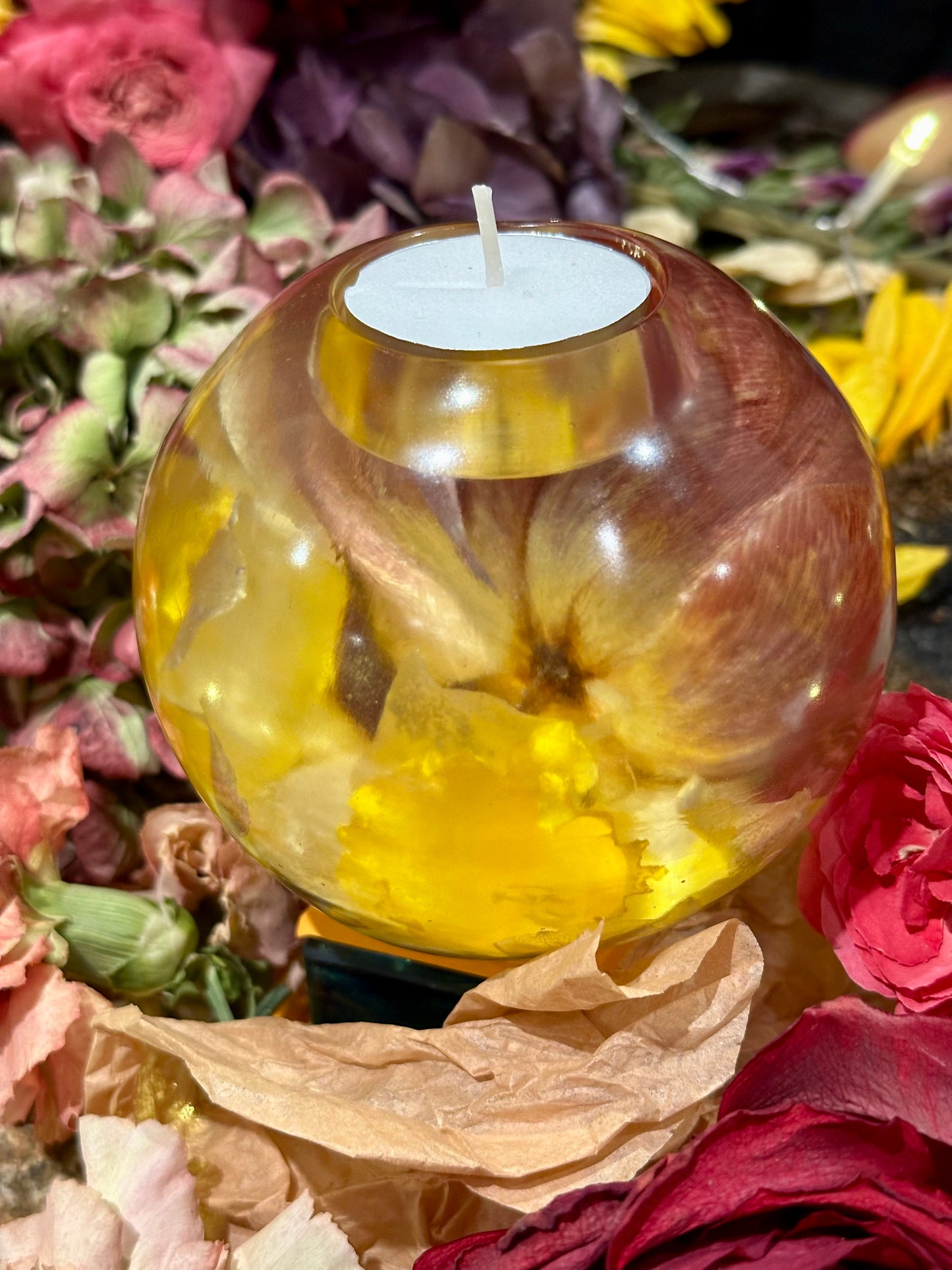 Tulip & Daffodil - large tea light candle holder