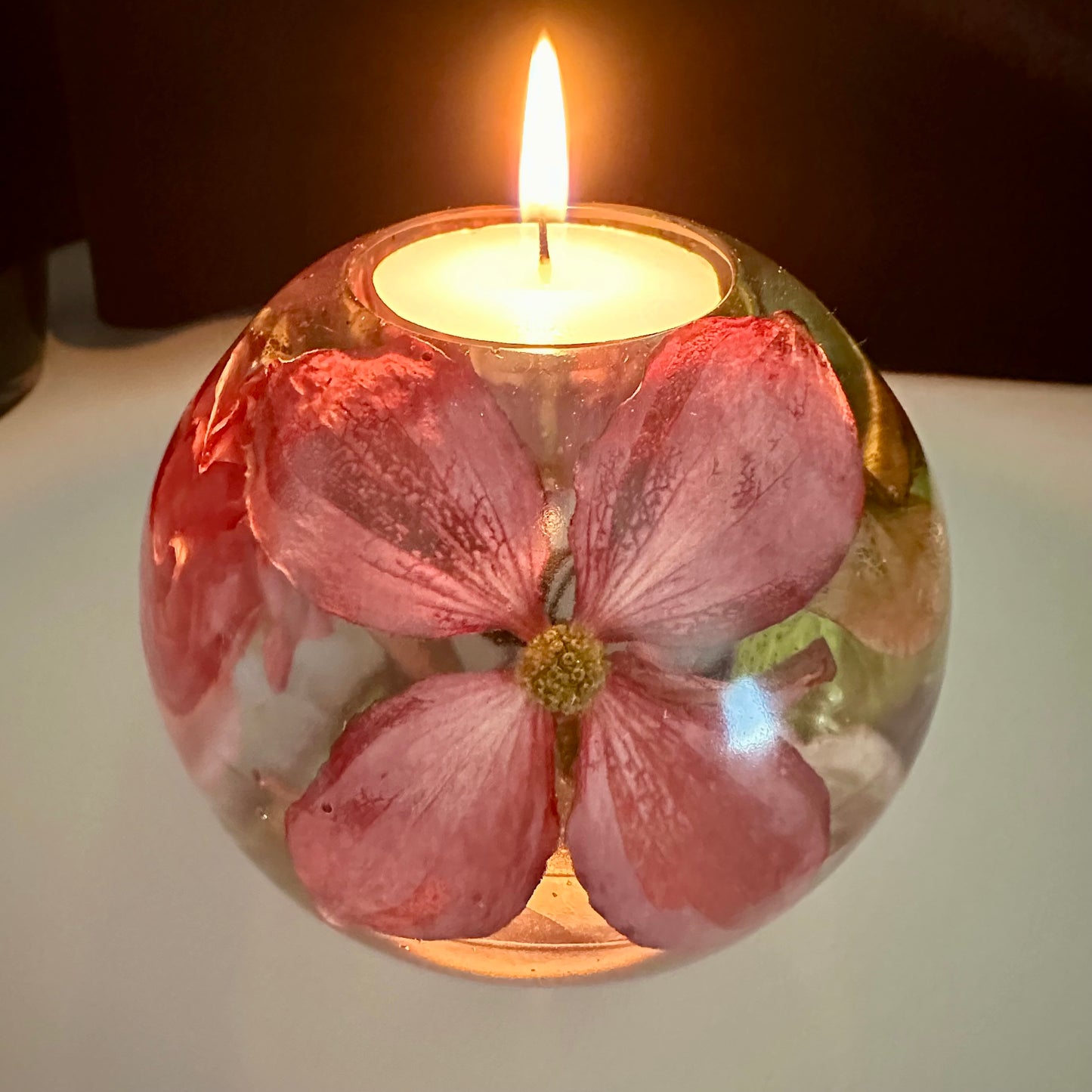 Pink Dogwood & Hydrangea Large Tea-light Sphere