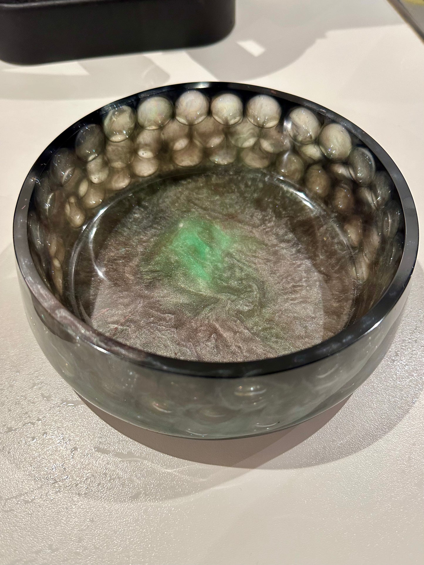 Large Shimmering Green & Black Bowl