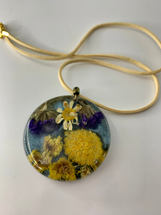 Yellow and Purple Round Pendant